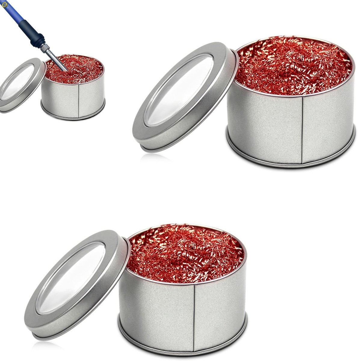 soldeerspons, reactivator, soldeerpuntenreinigingsdraad, soldeeraccessoires, soldeerboutreiniger, messing puntenreiniger, voor het reinigen van soldeerboutpunten, 2 stuks