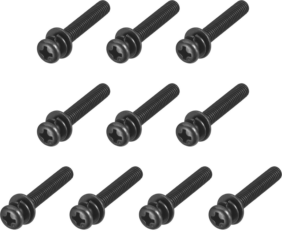 M5 x 30 mm koolstofstaal Phillips Pan Head machineschroeven bouten gecombineerd met veerring en sluitringen 10 stuks