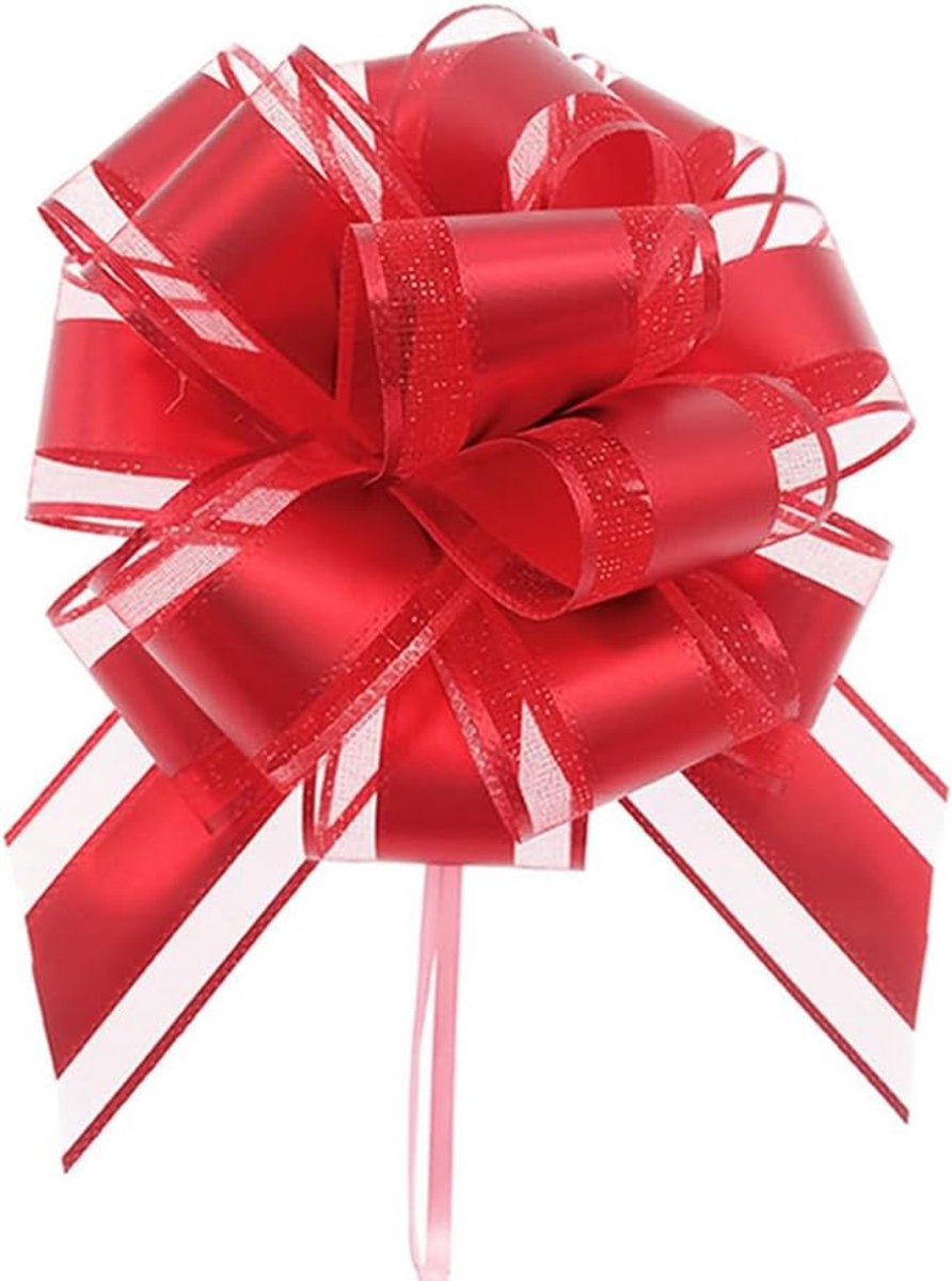Geschenkstropdas 15x20cm Geschenk Trekstropdassen Geschenkstropdas met Geschenklinten Decoratieve strikjes Trekstrik Auto Decor Bogen voor Geschenken, Bruiloft, Feest, Verjaardag Rood 6 Stuks