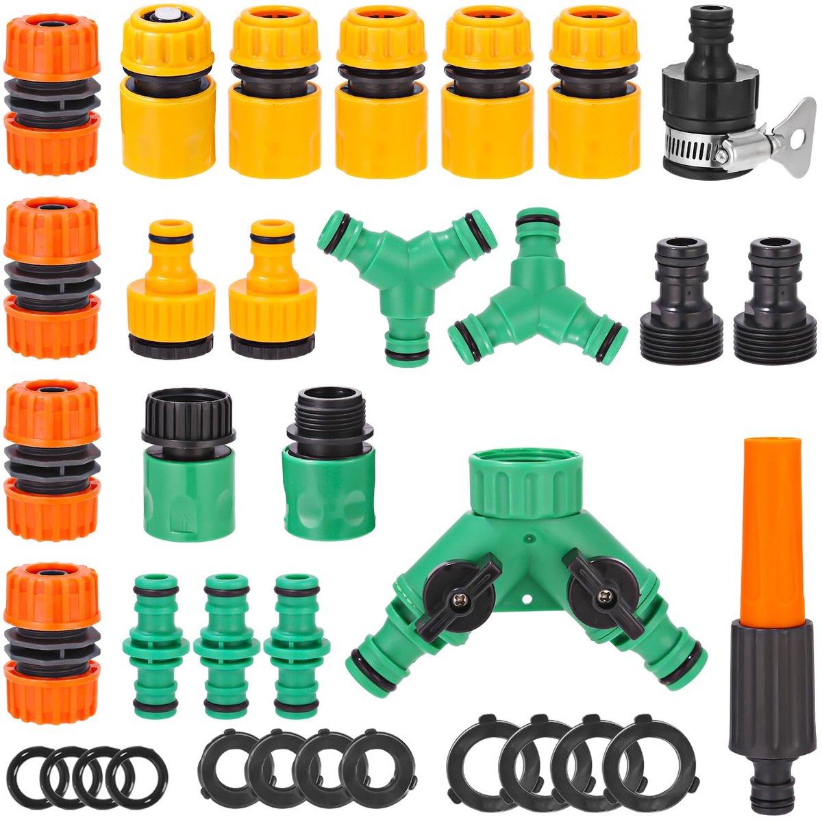 verbindingsstuk kit, 35 stuks tuinslangkoppeling, slangkoppelingsset 2-in-1 tuinslang slangverbinder, ABS materiaal slangaansluitset, slangkoppeling accessoire
