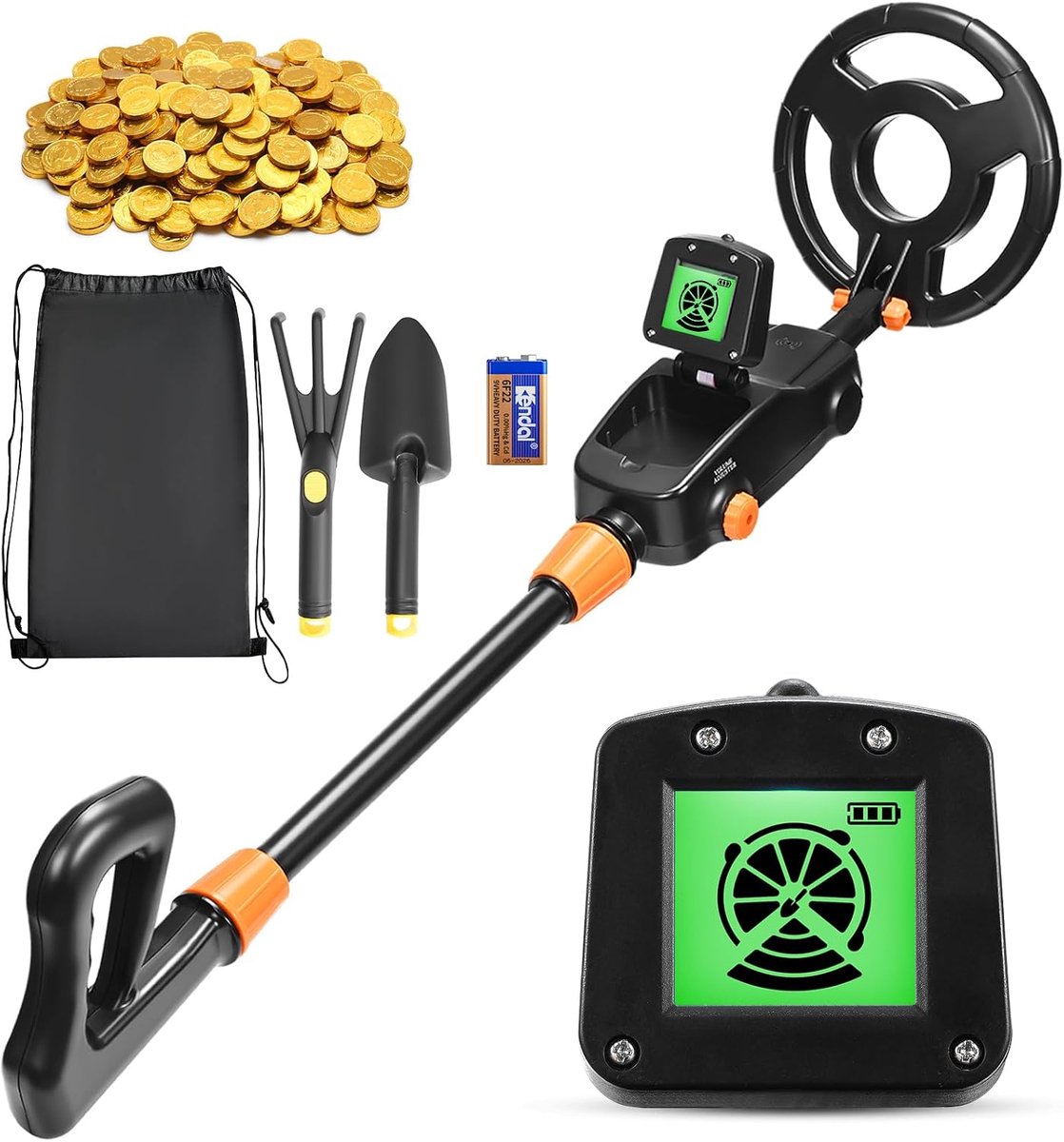 Metaaldetector voor kinderen, zeer nauwkeurige metalen detector met lcd-display, zeer gevoelige metaaldetector met waterdichte zoekspoel voor kinderen