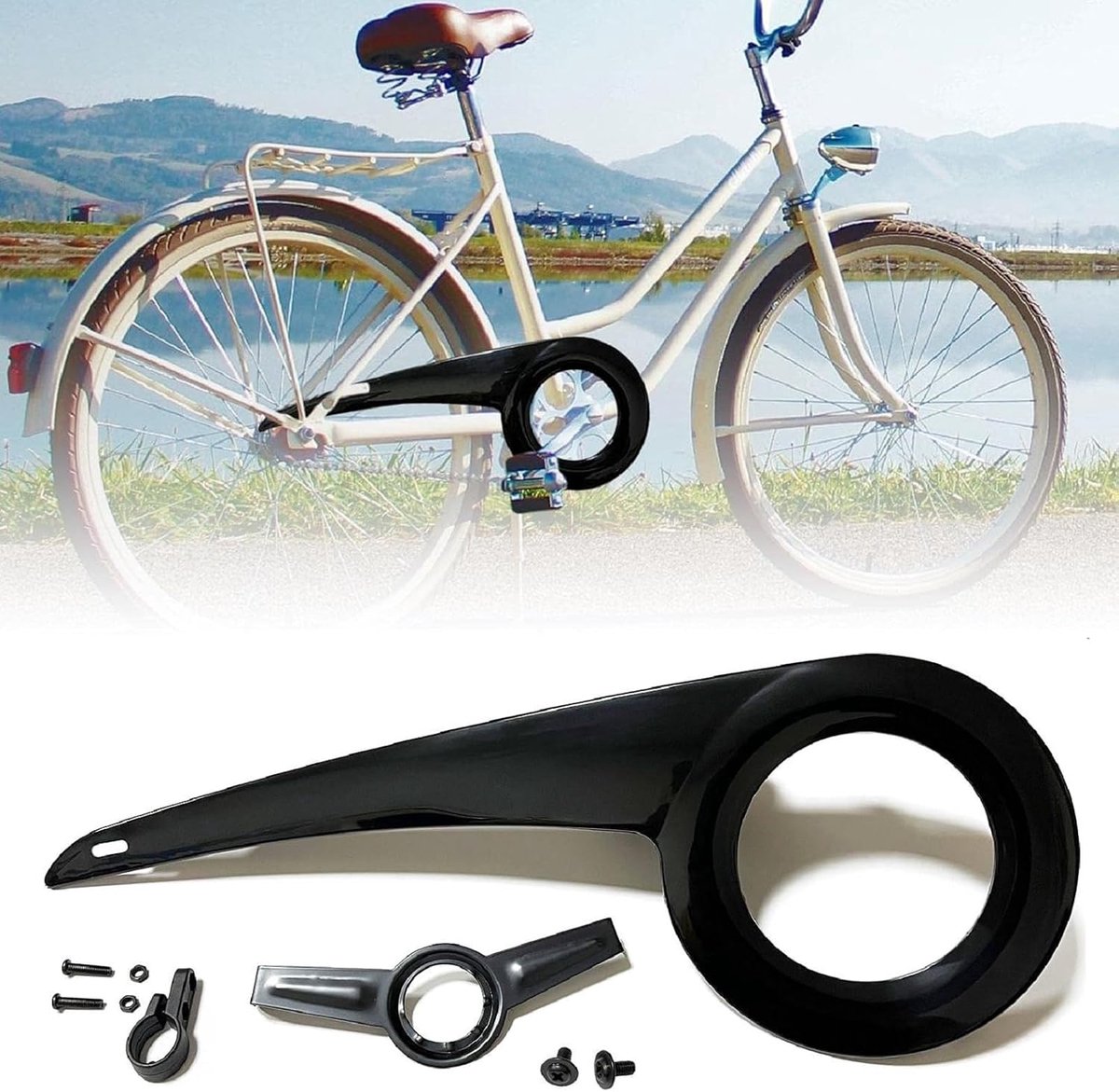 Kettingkast voor mountainbike, fietskettingbescherming, voor 32-38T, fietsaccessoires, 48 x 18 cm