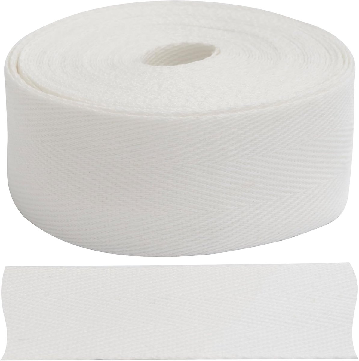 - Chevron geweven band 5 meter x 30 mm - van katoen en polyester - kleur wit - voor diverse projecten van decoratieve naaigerei creatief stof