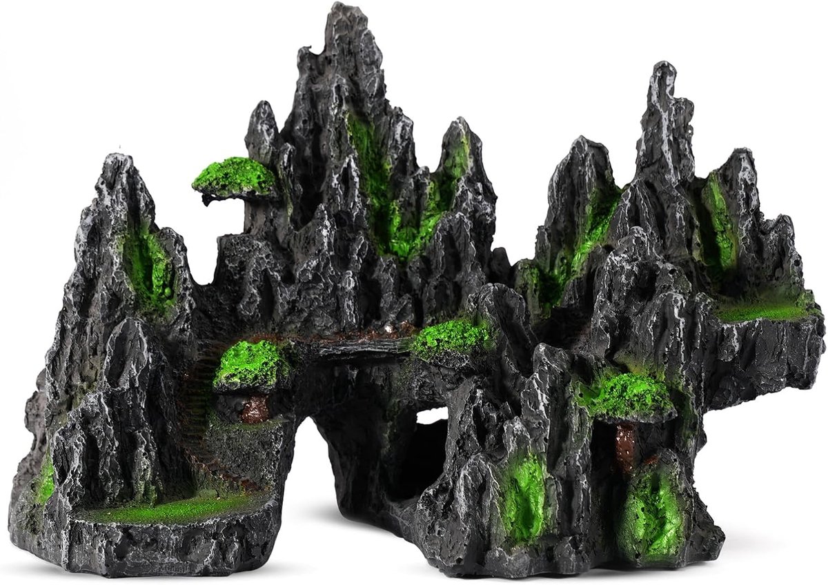 Decoraties Rots Bergzicht Aquarium Ornament Boom Huis Grot Rots voor Grote Vissen Tank Glofish Tank Decoraties