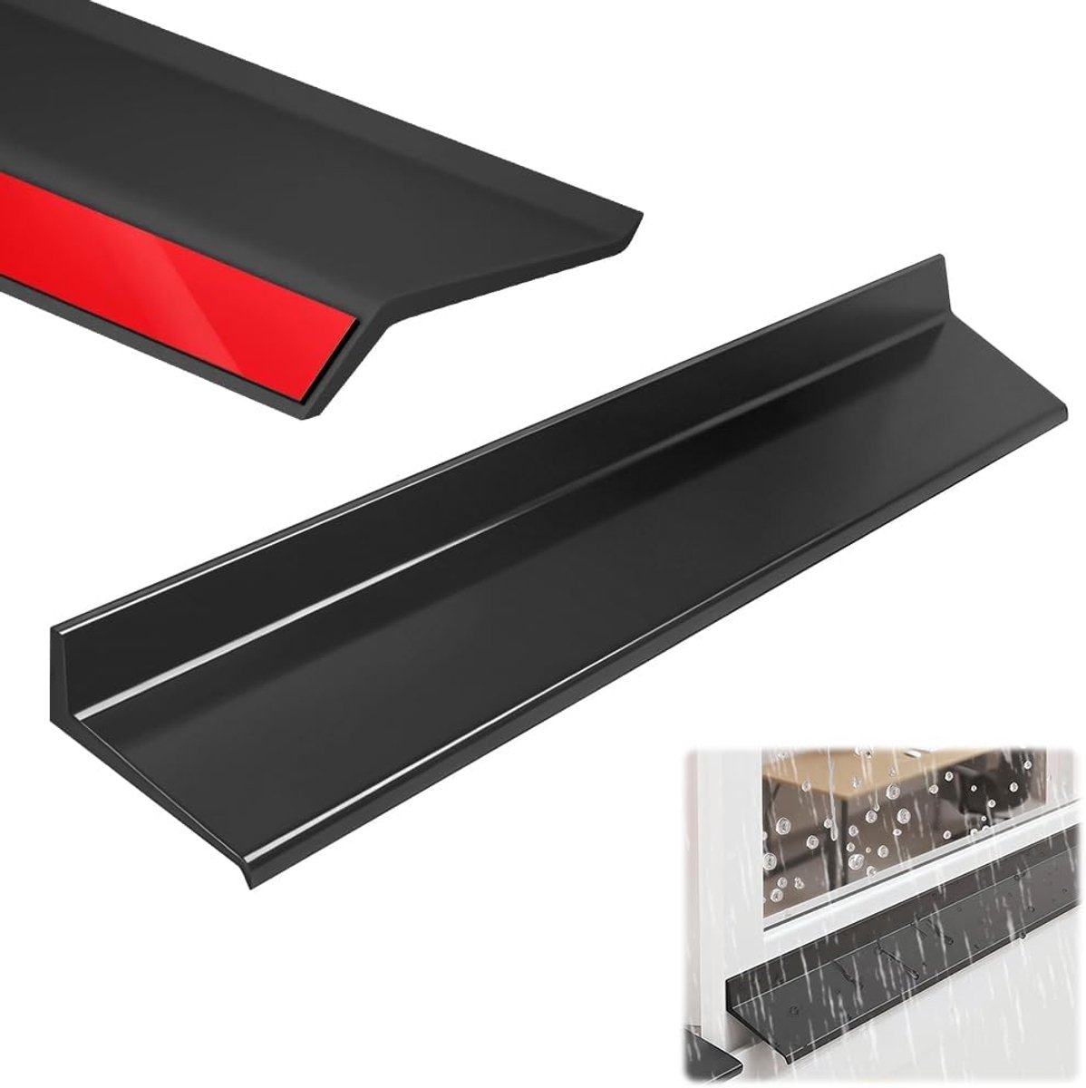 ramen, zwarte regenbeschermstrip, zeer flexibel rubbermateriaal voor tegen waterbinnendringen op raamkozijnen, regenbeschermstrip voor ramen en autodeuren (4,5 cm - 1 m)