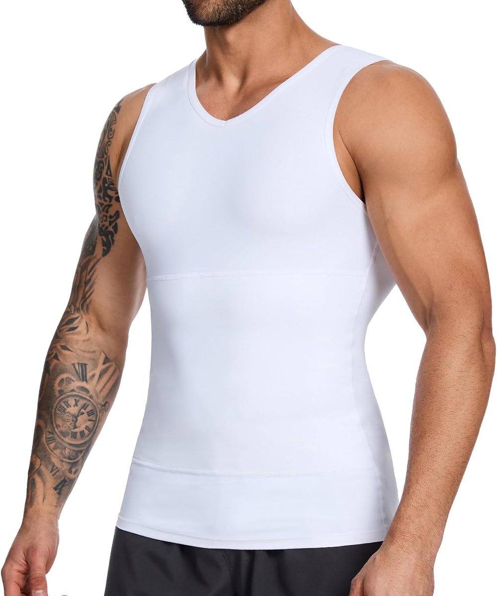 Body Shaper heren mouwloos V-hals elastisch tight compressie shirt buikweg onderhemd taillevormer tank top shapewear compressieshirt heren
