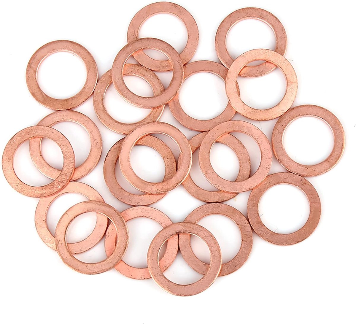 ABSOPRO Koperen sluitring 14 x 21 x 1,5 mm plat afdichtmiddel Ringos (set van 20)