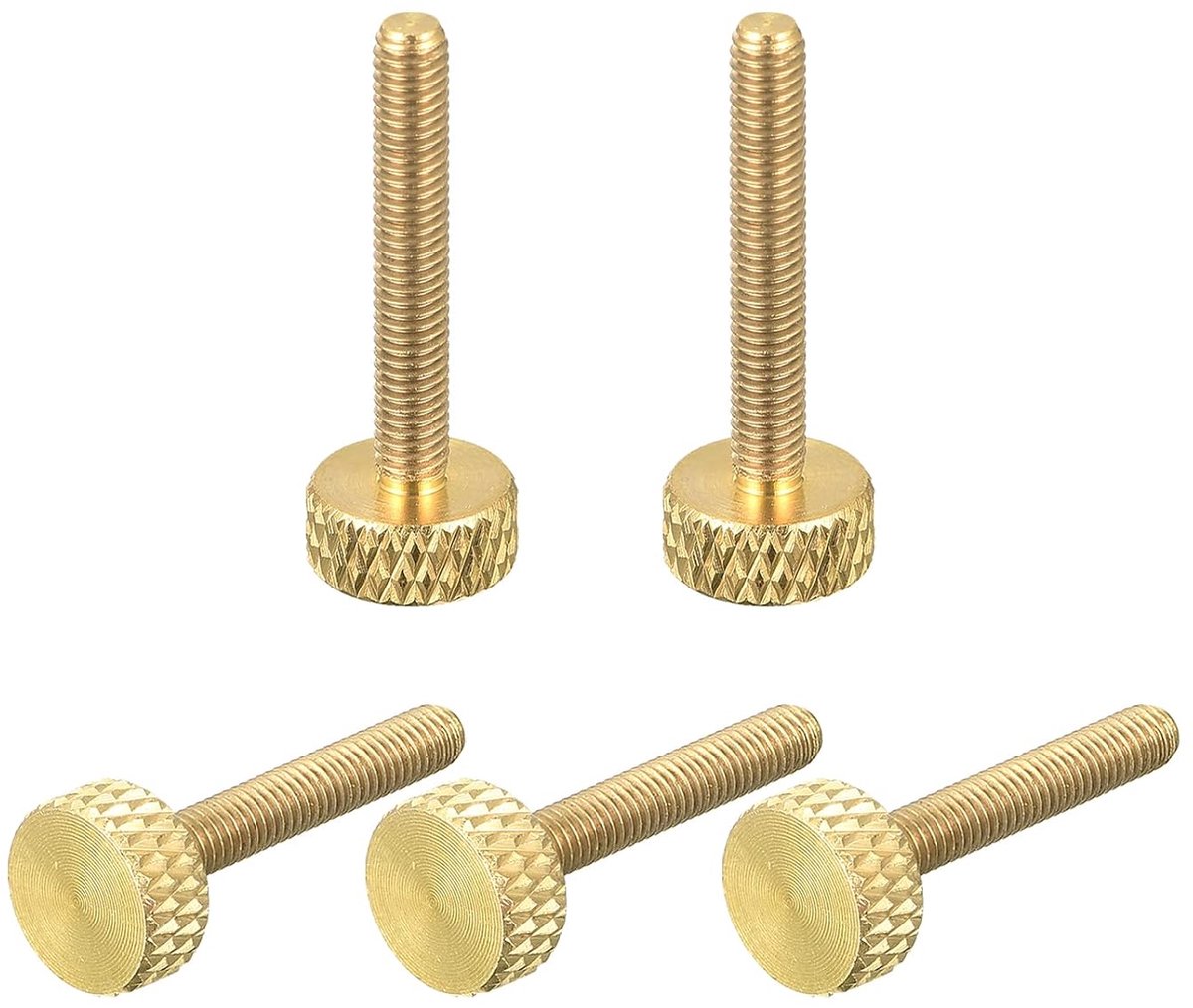 sourcing map 5 stuks messing gekartelde schroeven M3x20mm platte greep bouten knoppen bevestigingen voor elektronische mechanische