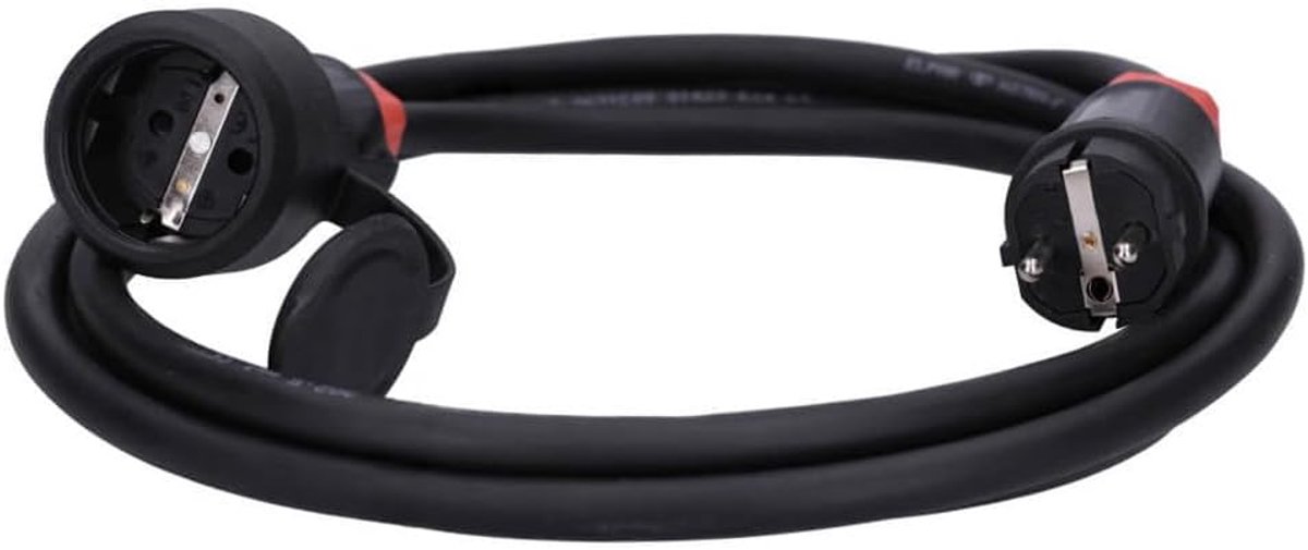 Schuko rubberen verlengkabel, Schuko-stekker-koppeling, adapter, buiten, stroomkabel, tuin, bouwplaats, industrie, markten, 3-polig, 230V H07RN-F 3 x 2,5 16/3 16 A, IP54, 3 m