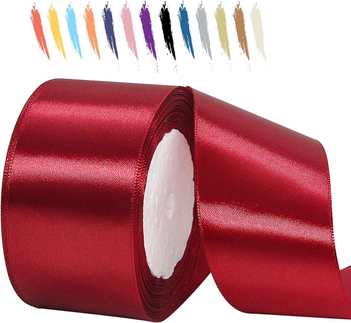 50mm Bordeaux Satijnen Lint,25 Meters Decoratie Zijden Linten,Breed Lint,Cadeaulint,Autolint,voor Feest, Bruiloft, Verjaardag,Valentijn Party