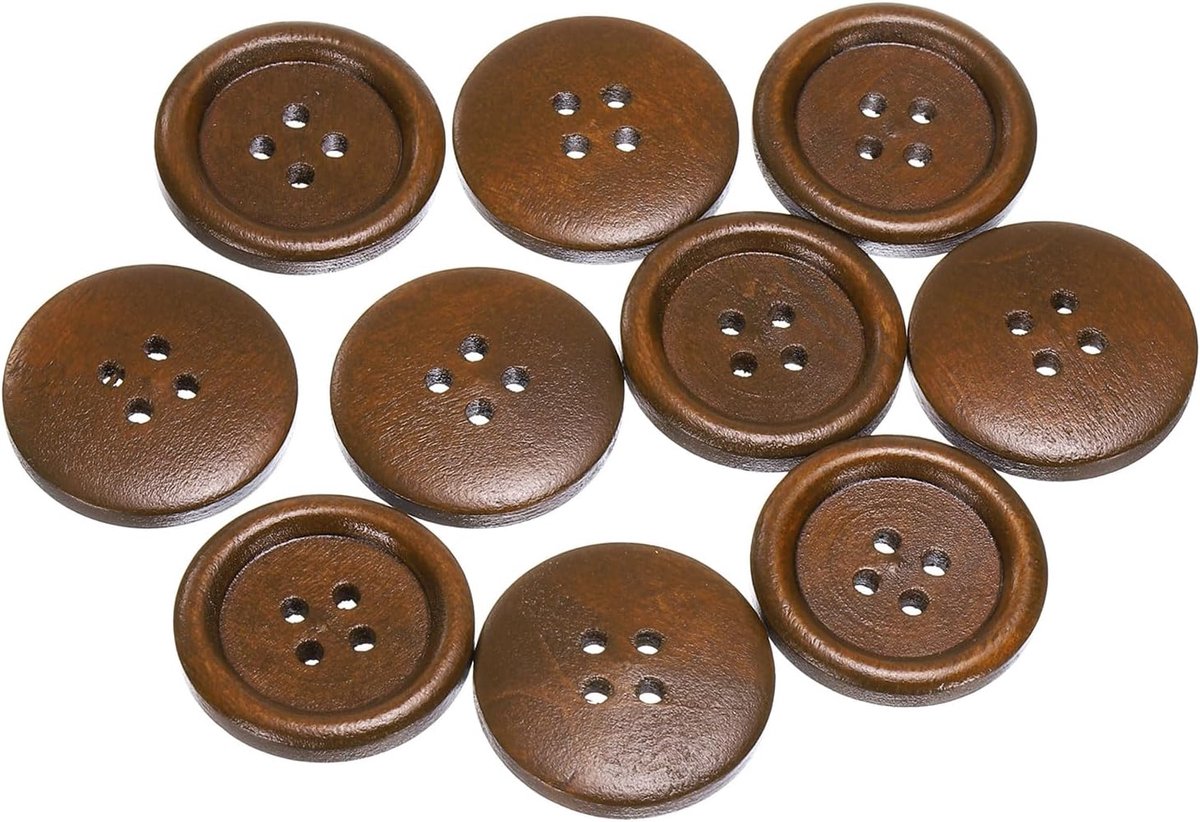 Knopen 25 mm 4 gaten ronde knopen van hout, vervanging voor kleding, doe-het-zelf handwerk, decoratie, koffie