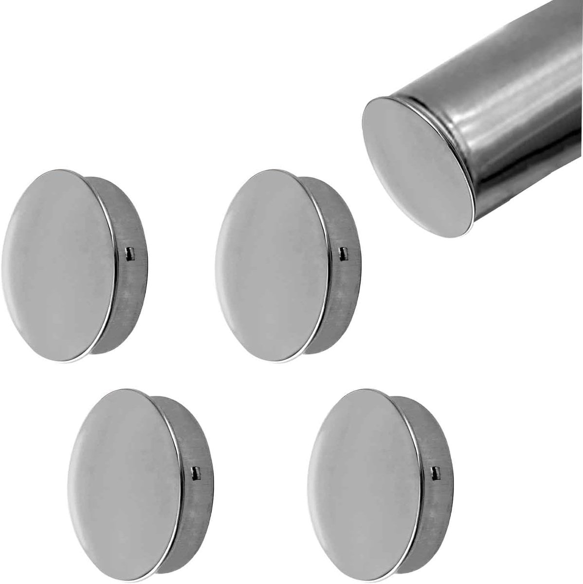 4 STKS 45mm/1.77in 304 Rvs Ronde Leuning Eindkappen Trap Stappen Hand Rail End Cover Leuning Fittingen Beschermers (Zilver)