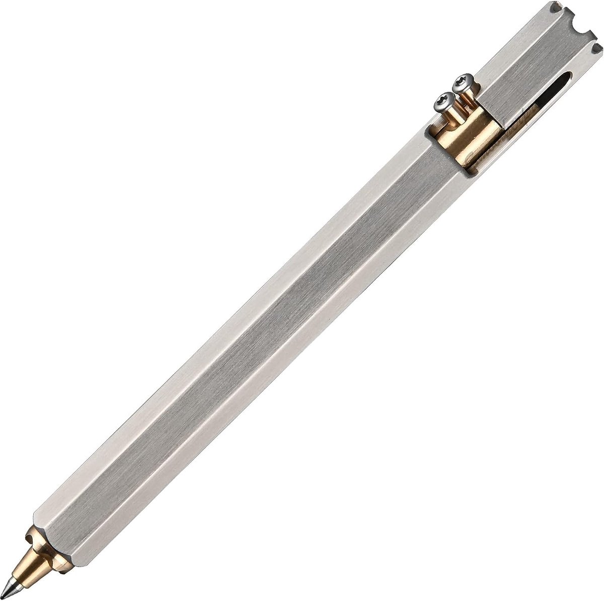 Balpen van roestvrij staal, Bolt Action balpen | Compatibel met Parker vullingen, zware pen voor Parkinson, ontwikkeld voor tremor, artritis, ergonomische handgreep