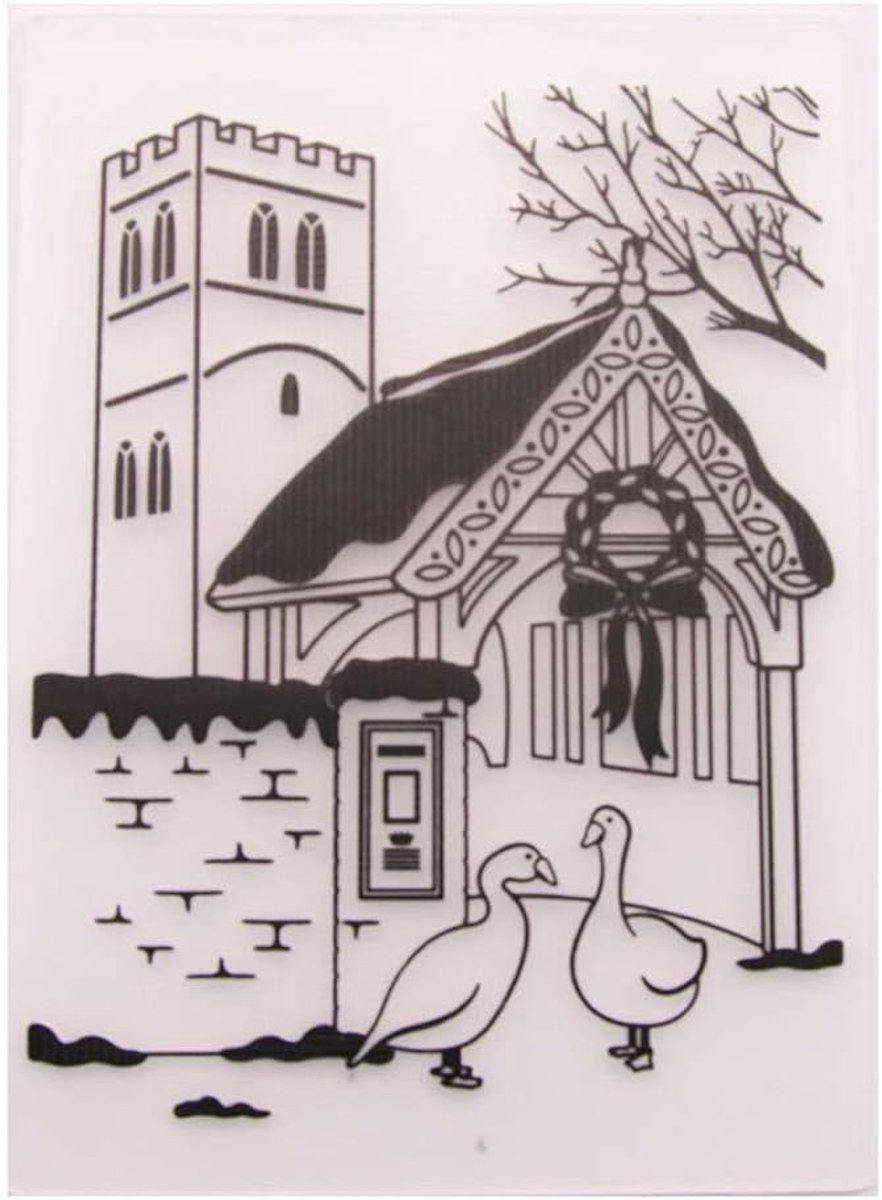 Kerstfeest X-Mas Huis Achtergrond Kunststof Embossing Folder voor Scrapbook DIY Album Kaart Gereedschap Kunststof Template Folders