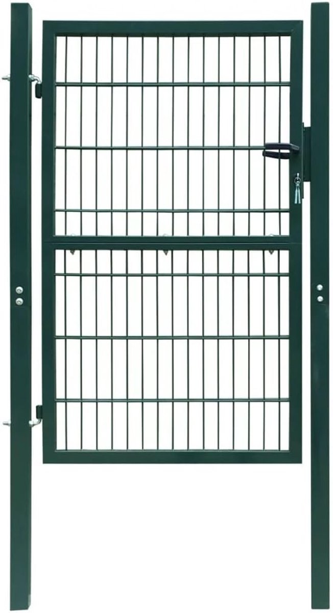 2D omheining (enkele poort) metalen deur enkele poort gaas hek met 2 bijpassende sleutels groen 106 x 190 cm