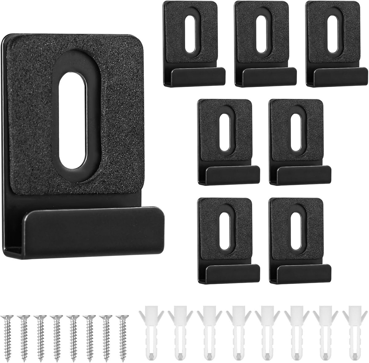 8st Metalen Spiegelhouderset, Metalen Spiegelclips met Schroeven Rubberen Pads Spiegelclips Zware Spiegelhanger voor Frameloze Montage Wandtegel Billboard-Display(Zwart)