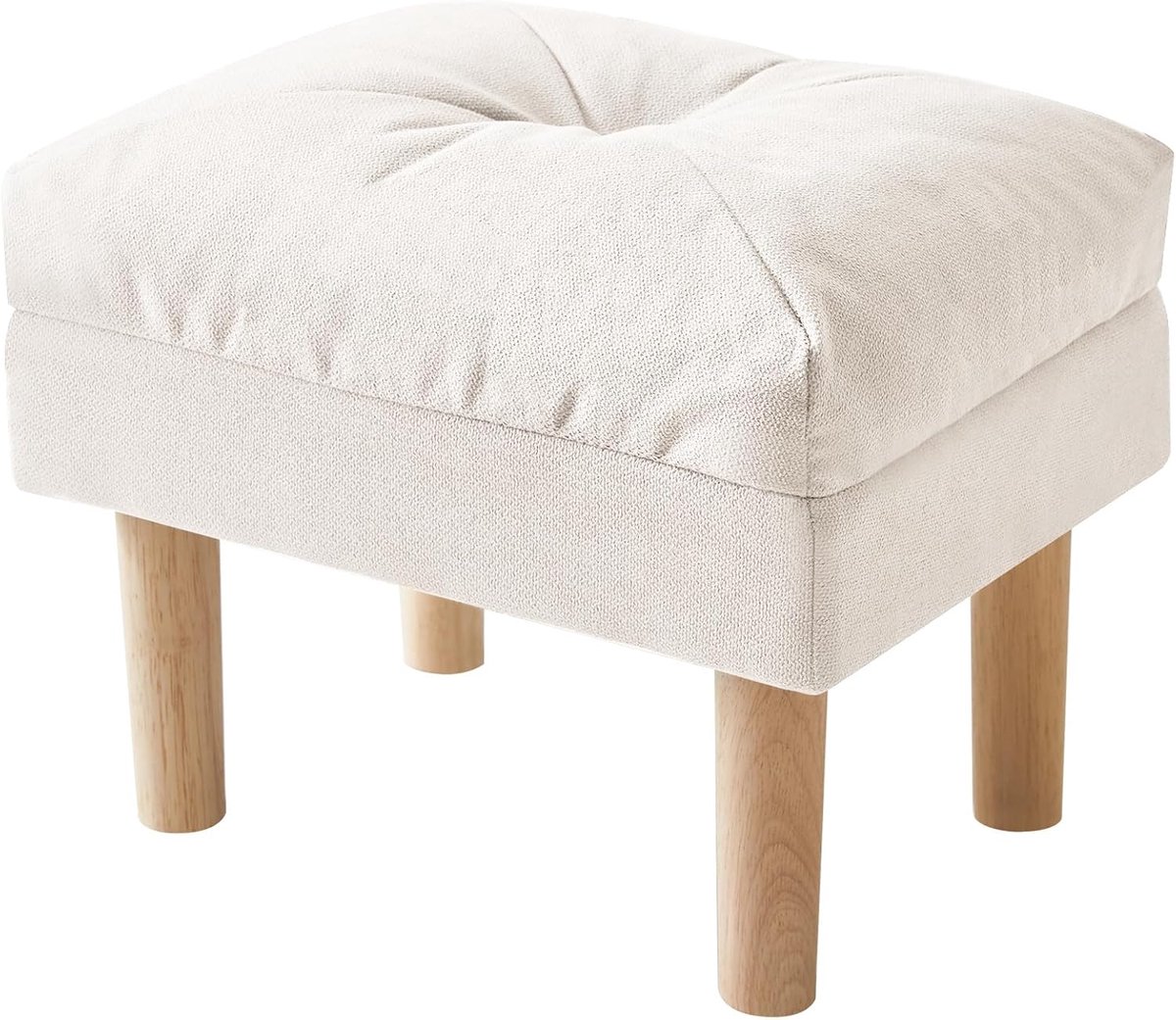 Voetkruk, Ottoman Klein, Stoel met Sponsgevulde Zitting, Voetensteun, Schoenen Aantrek Houten Kruk voor Woonkamer, Slaapkamer, Entree, 40×29×32CM, Beige HBD023M