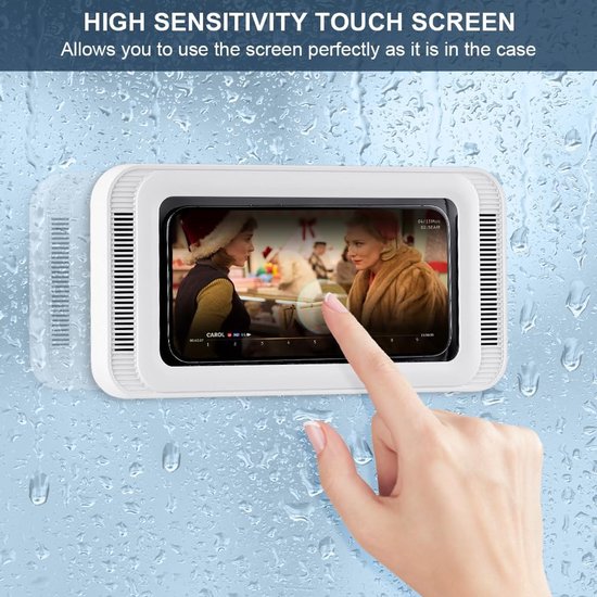 Douche Telefoonhouder, 480° Draaibaar en Waterdicht voor Badkamer, Anti-Condens Scherm voor Douche en Spiegel — afbeelding 4