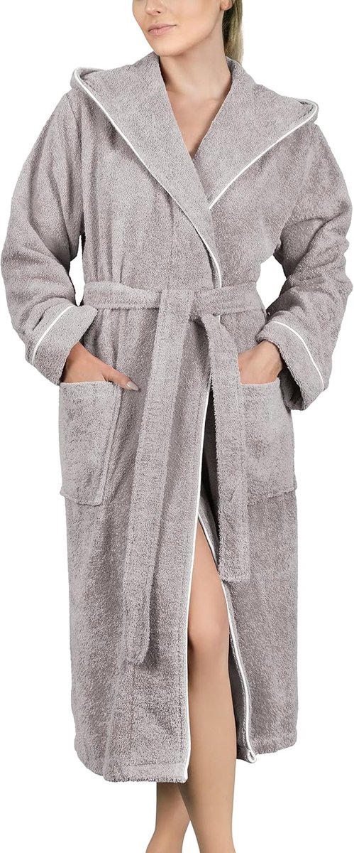 Badjas Dames Badstof - Kap - lang - 100% Katoen (360g/m2) - OEKO TEX Standard 100 - Maat S, M, L, XL, XXL, 3XL