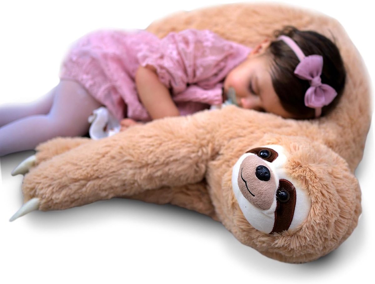mikamax Sloth Pillow - XL - luiaard knuffeldier - XXL knuffeldier - teddybeer - babyshower - babyshower - super zacht - 60 cm - 23,5 inch