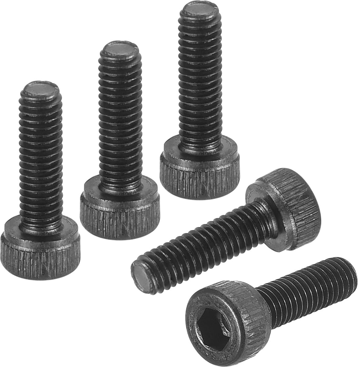 M3, 0,5 x 8 zeskantschroeven, 50 stuks, goed voor racefiets, mountainbike, auto, metrische zeskantschroeven van koolstofstaal, zwart