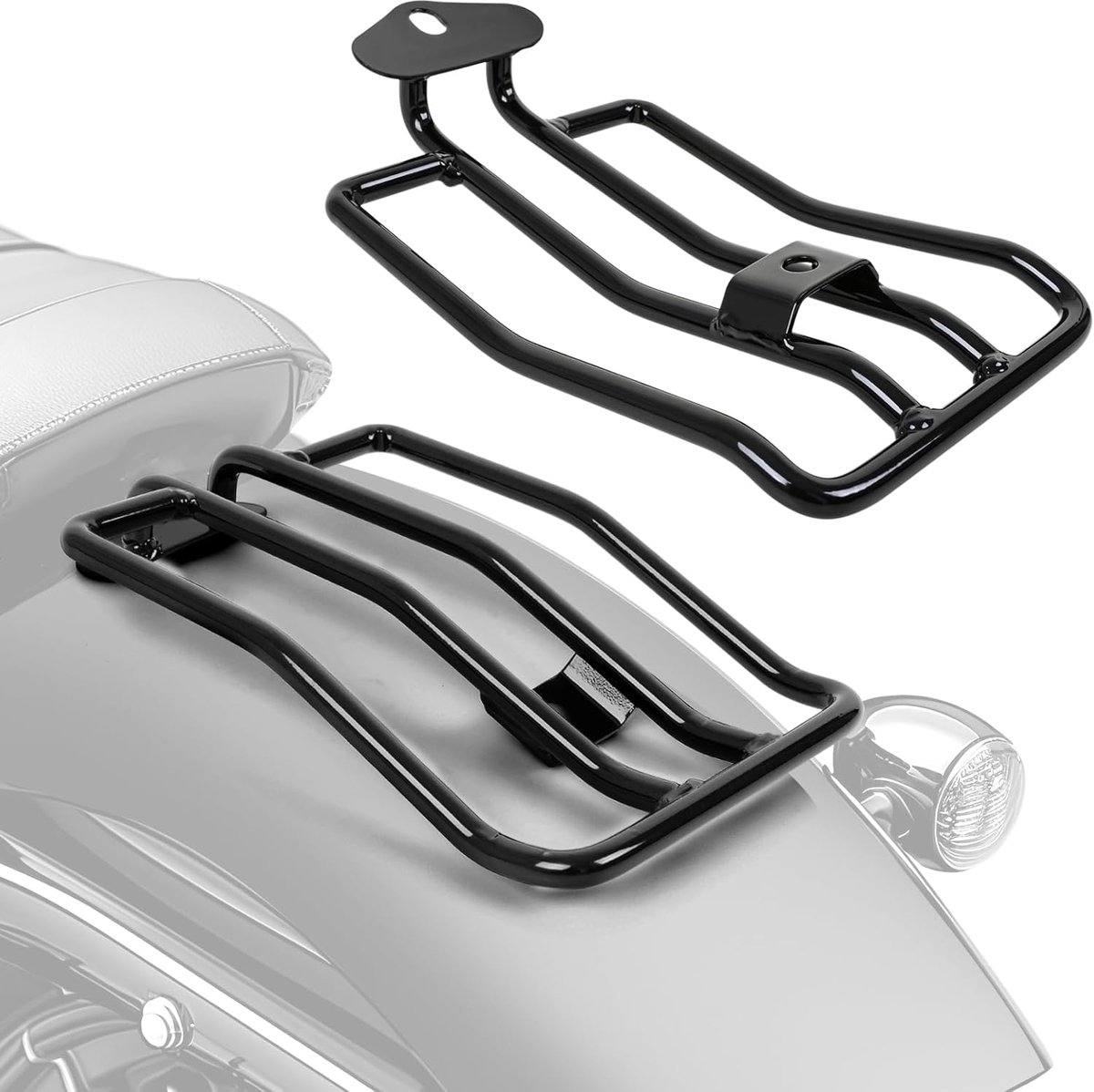Solositz Bagagedrager compatibel met Harley, chroom motorfiets achterspatborddrager voor Sportster XL883 1200 2004-2015 (zwart)