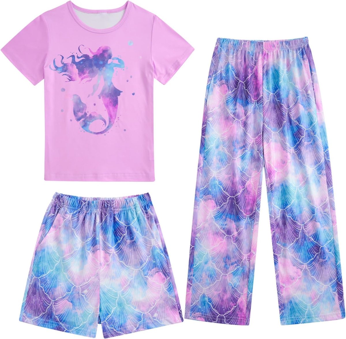 Meisjes pyjama sets meisjes kleurrijke bedrukte pyjama nachtkleding korte mouw nachtkleding voor meisjes pyjama 3-delige sets 7-14 jaar