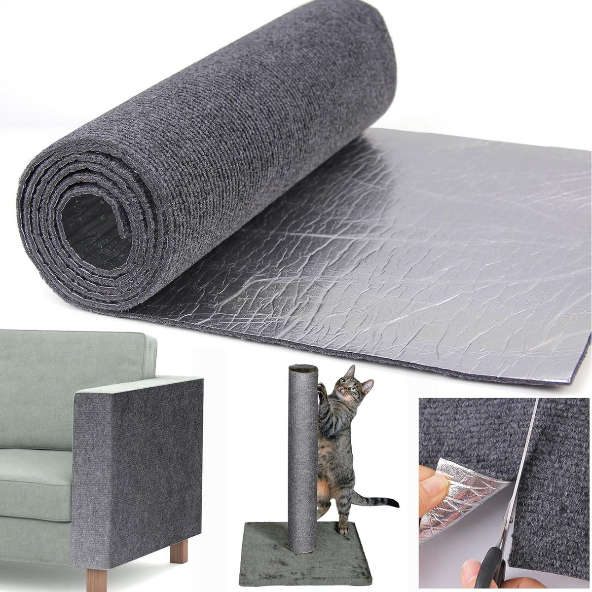krabmat voor katten, 300cmx40cm DIY krasbord voor katten, krasbescherming voor zitbank, krasbord voor katten, krasbescherming, krabmat voor katten beschermt kattenstandaard, zitbank