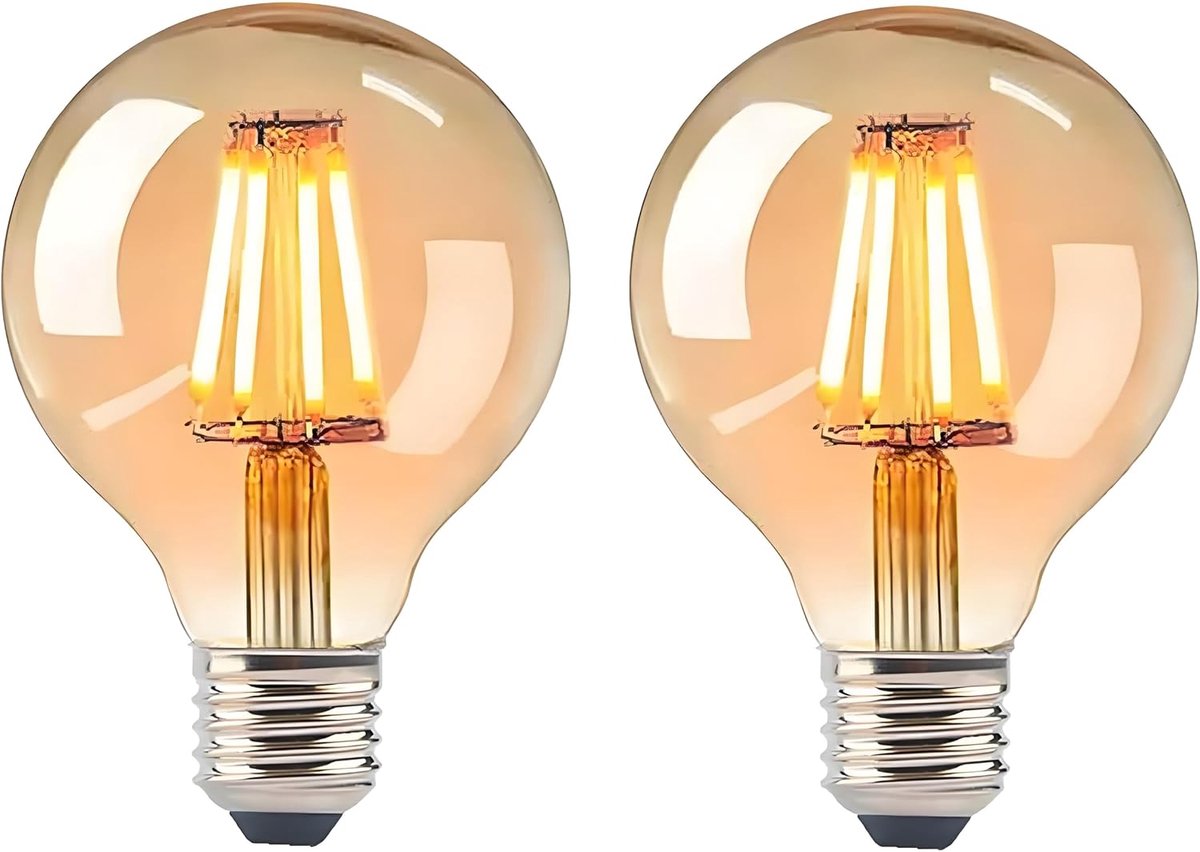 Vintage gloeilampen, LED Edison schroeflamp, geen dimbaar, G80 geen flikkering gloeilampen gloeilampen 4W (40 watt equivalent) 400 lumen warm wit 2700K spaarlamp, 2 verpakkingen