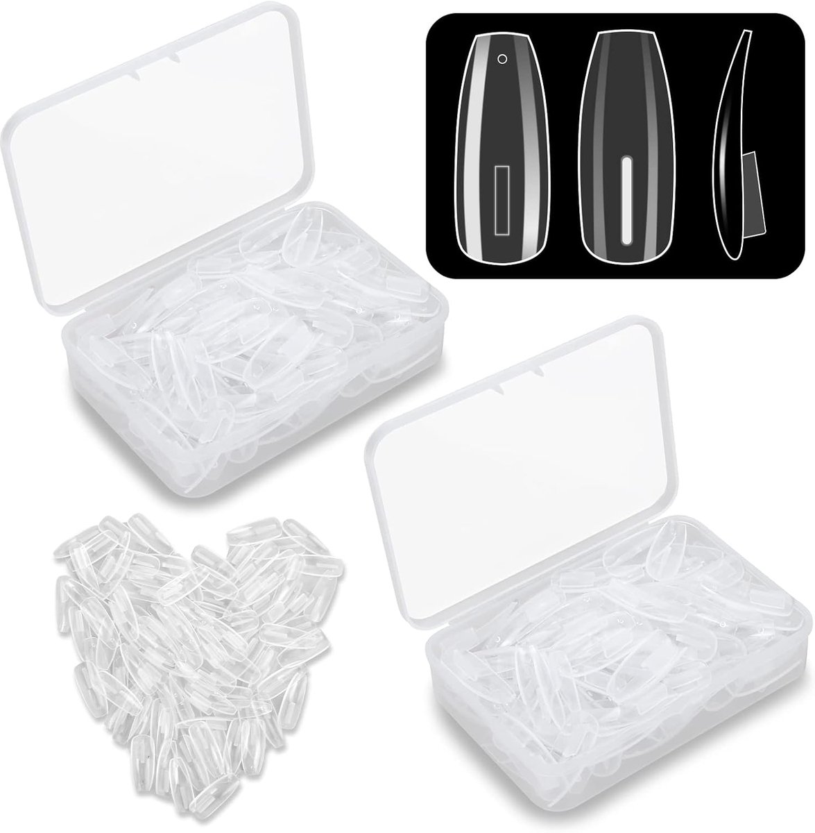 200 stuks vervangende transparante nageltips: acryl nageltips voor oefenhand voor nageldesign