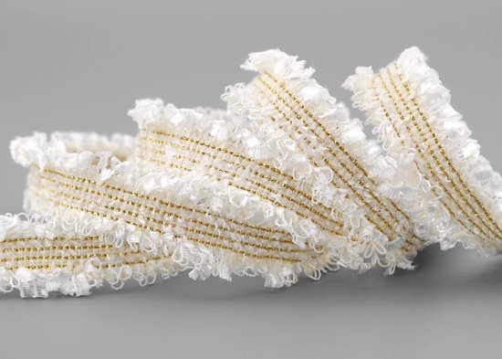 5 m x 25 mm franje lint wit goud strepen decoratief lint met franje rand franje lint lint lint lint voor knutselen decoreren vlechtwerk — afbeelding 2
