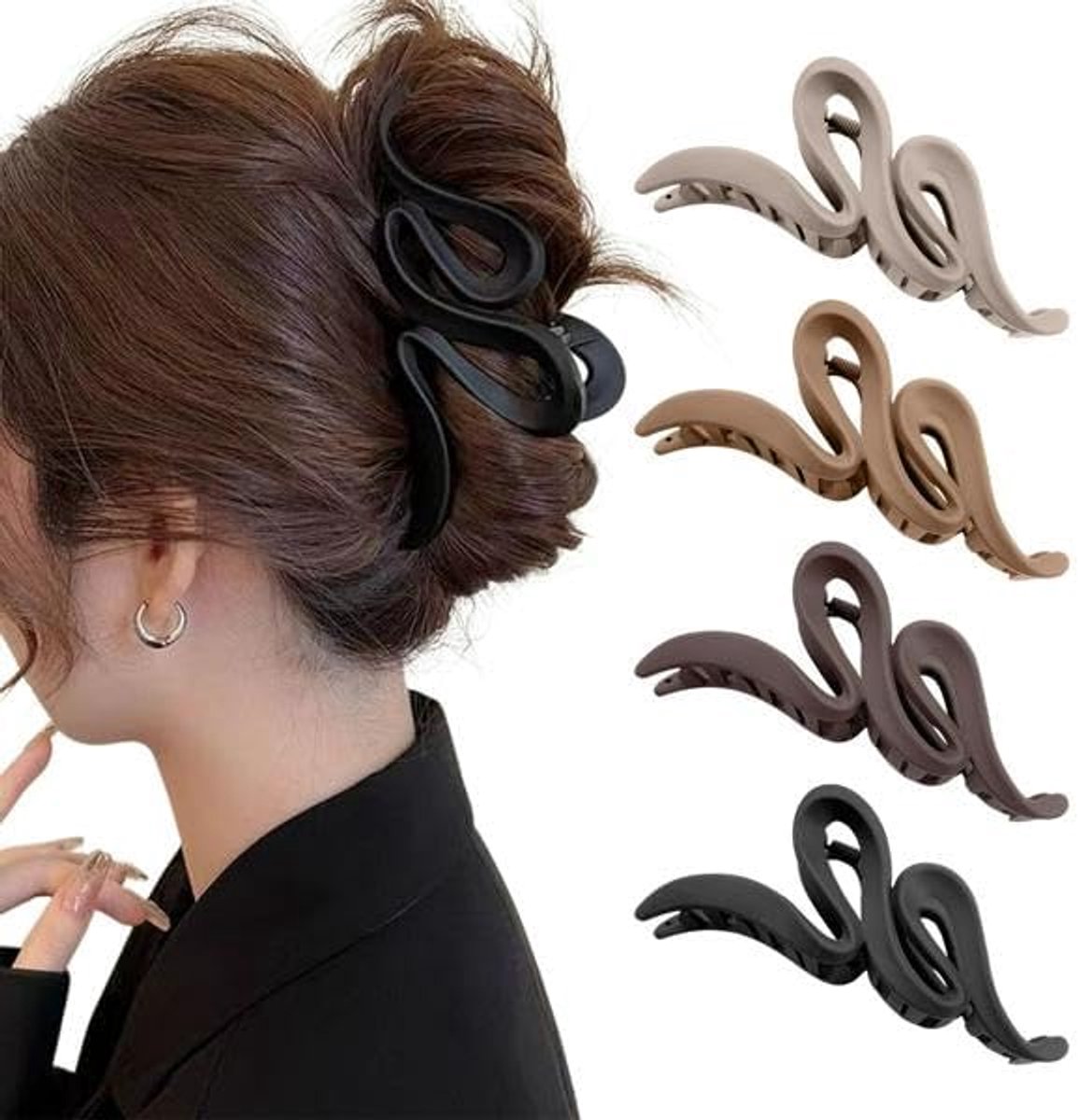 Haarclips groot 13 cm - golfpatroon - niet-slip - perfecte haarstyling accessoires - SnelShoppen