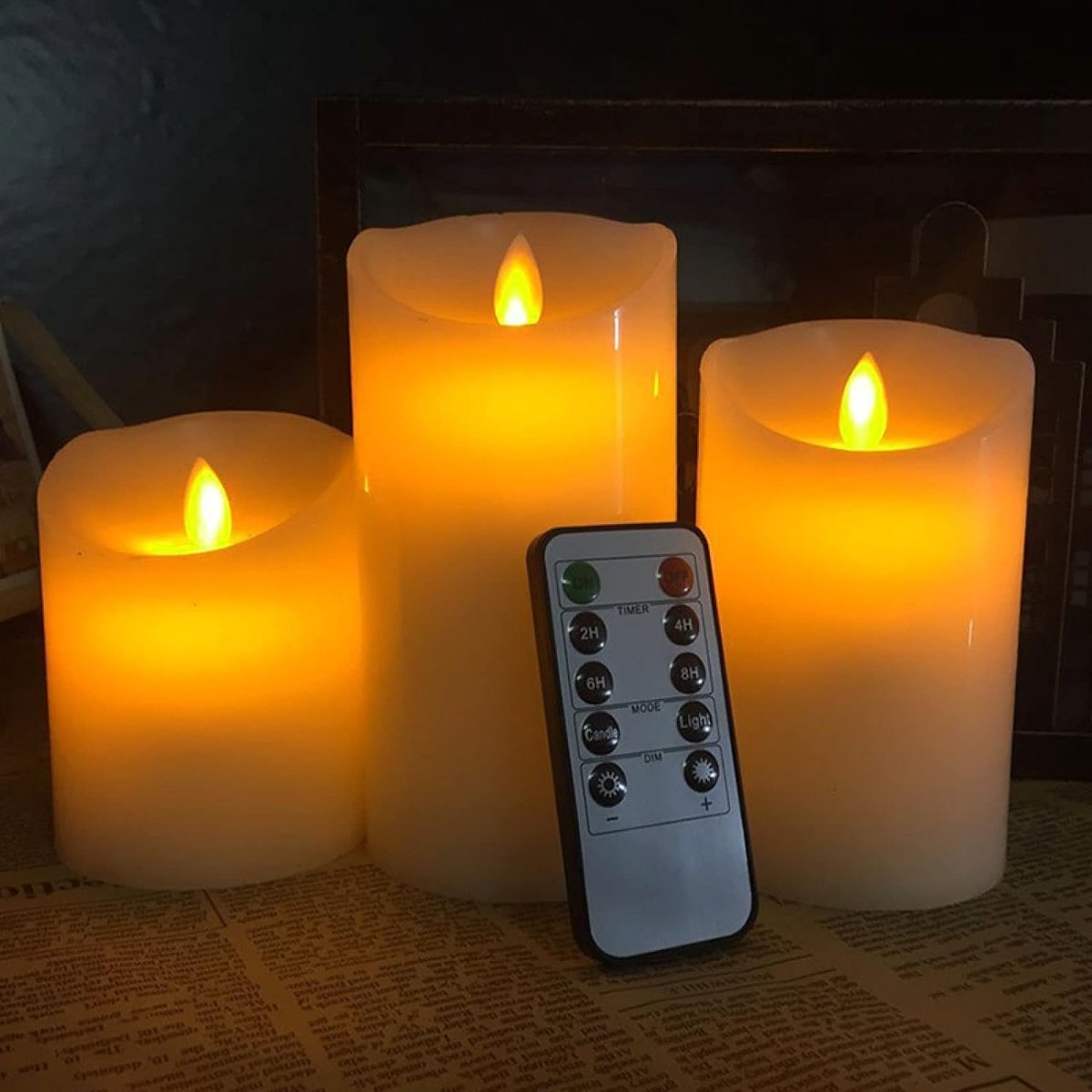 SnelShoppen - 3 x LED Flameless Kaarsen 10/12,5/15 cm met 10-toetsen Afstandsbediening, Realistische Vlam, Geschikt voor Bruiloften, Feesten en Kerstd