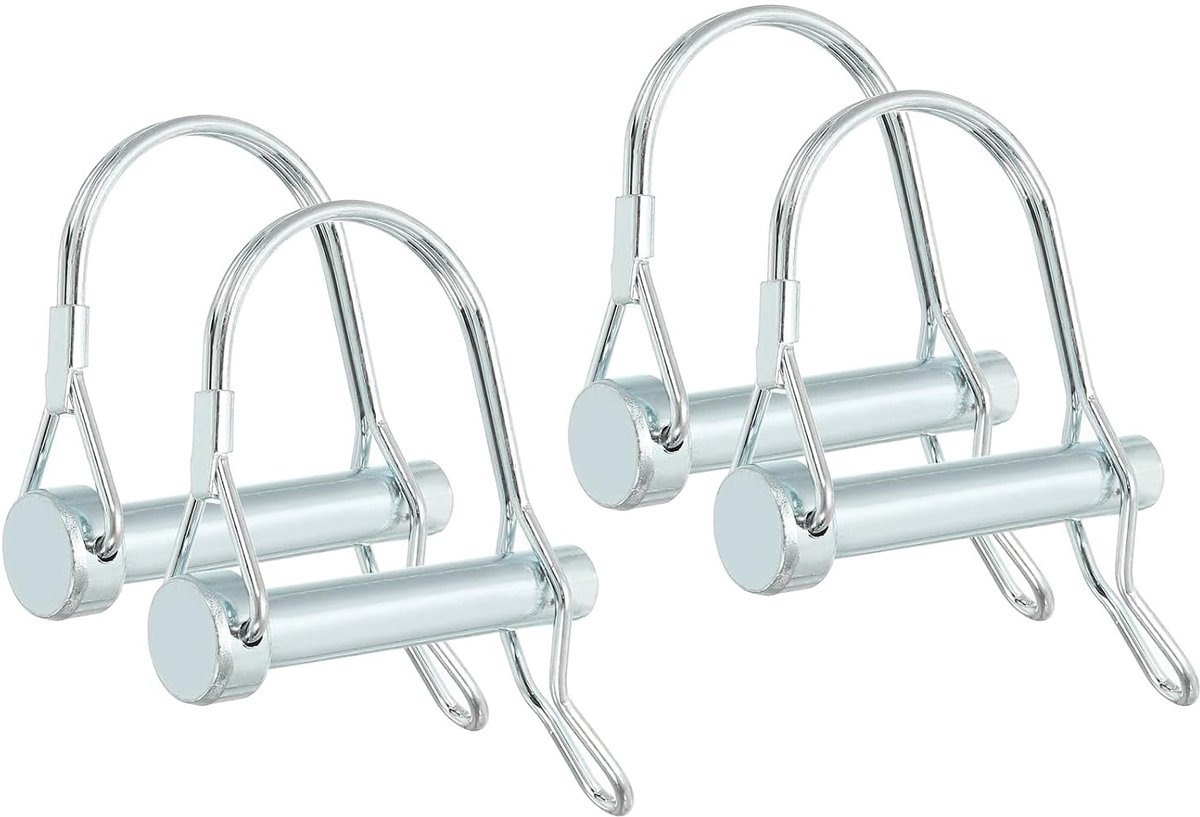 Asvergrendelingspen met oor, 3/8 x 2 inch, 4 stuks zekeringskoppeling, PTO, rond, draadhouder en oor voor landbouwaanhangers (9,2 x 50 mm)