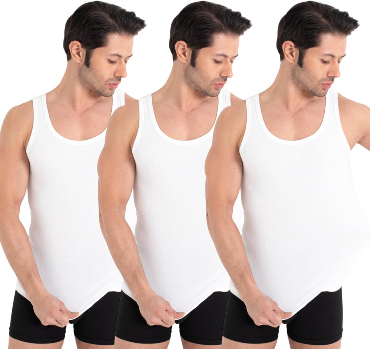 Onderhemd voor heren, 100% katoen, fijn geribbeld, ademend en zacht, tanktop voor heren, verpakking van 3/5 stuks