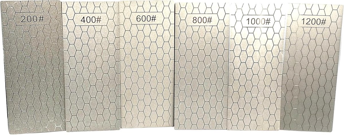 6 stuks diamantslijper, 200/400/600/800/1000/1200 slijpsteen met extra fijn/grove plaat voor tuin, outdoor gereedschap en keukenmessen