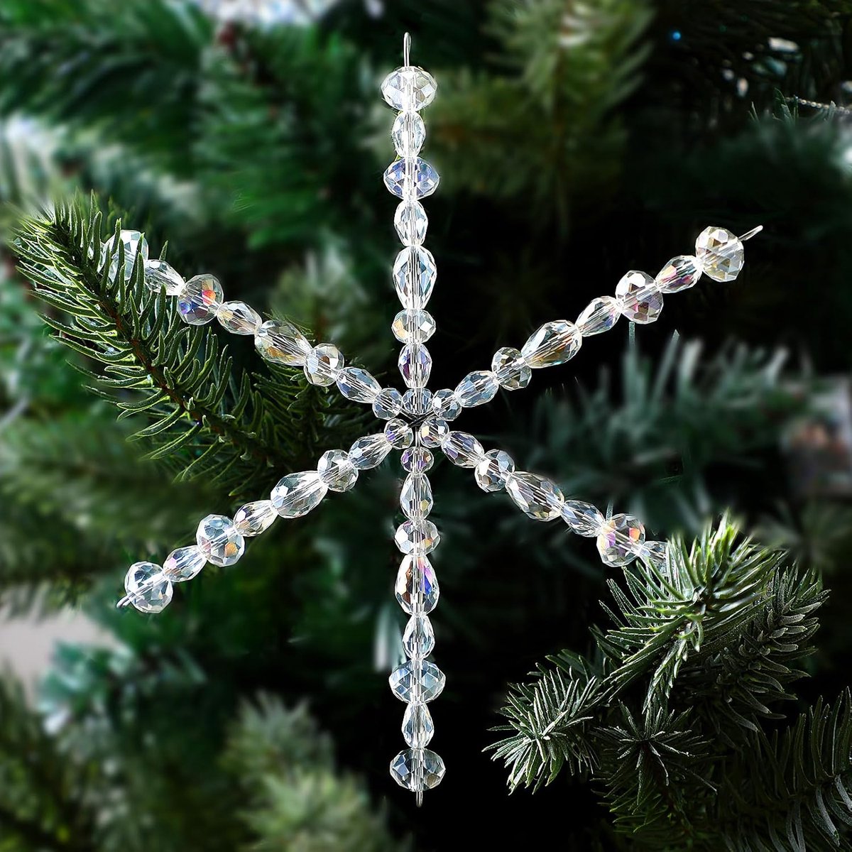 Draad voor kerstsneeuwvlokken en glazen kralen draad voor sneeuwvlokken van metaal 14 cm voor doe-het-zelf handwerk kerstdecoratie voor kerstfeesten
