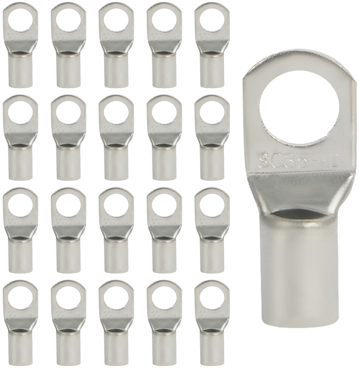 20 Kabelschoenen SC35-10, Vertind Koper, 35mm² M10 | Hoog geleidende buiskabelschoenen | Voor accu’s, omvormers, motoren, auto’s en elektrische installaties.