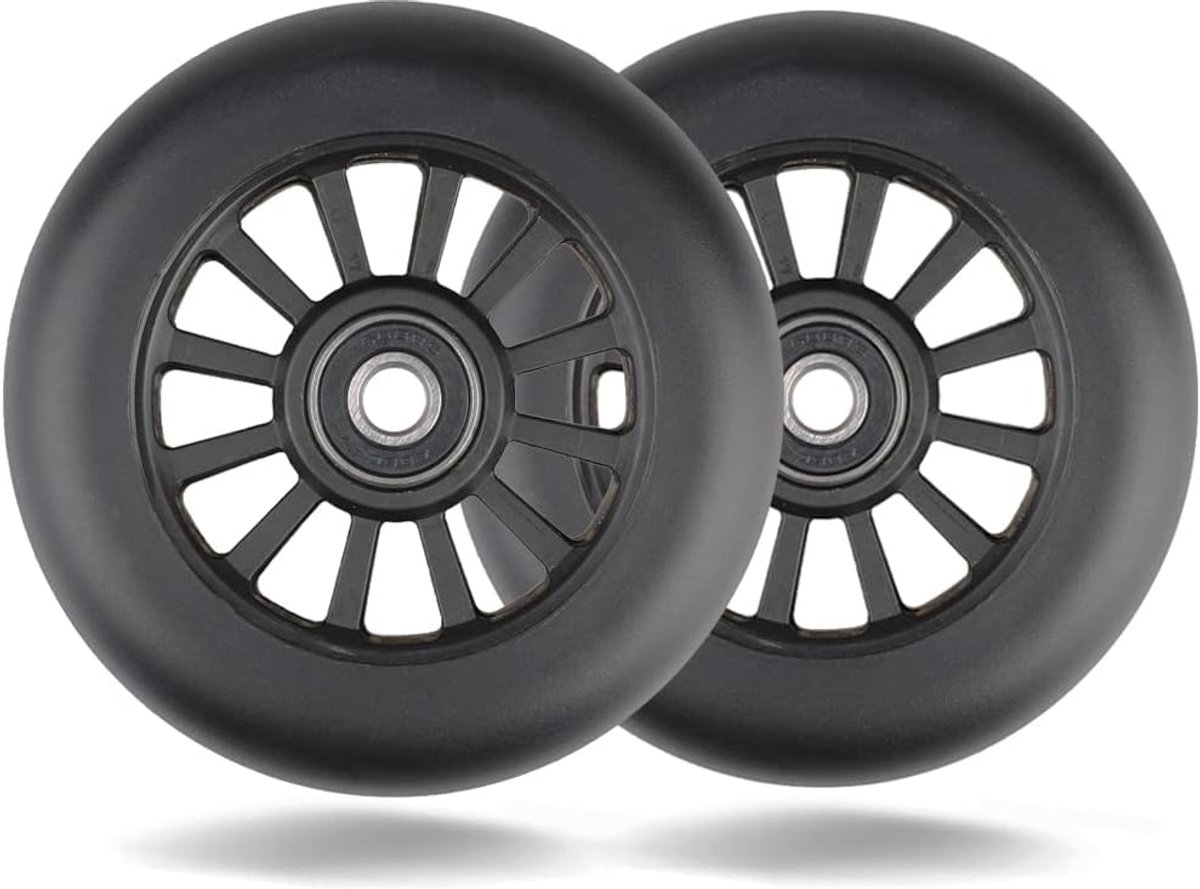 100mm Scooter Wielen - 2 stuks 100mm Scooter Vervangwielen wielen Wielen met ABEC-9 lagers - 88A stunt scooter Wielen voor Apollo Albott Hudora Kesser Fuzion (Zwart)