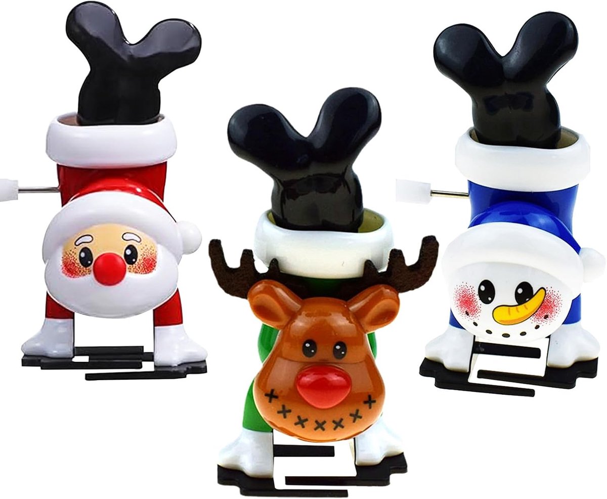 yayafunfun Kerst-opwindspeelgoed, springspeelgoed voor kinderen, 3 kleuren