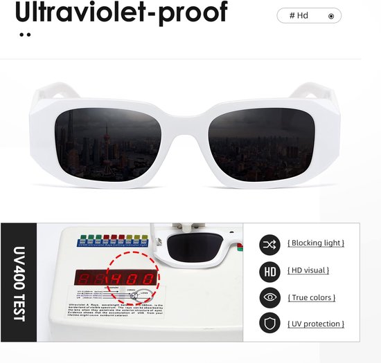 kimorn Rechthoekige zonnebril voor vrouwen mannen trendy retro trendy zonnebril 90's vintage vierkant frame — afbeelding 4