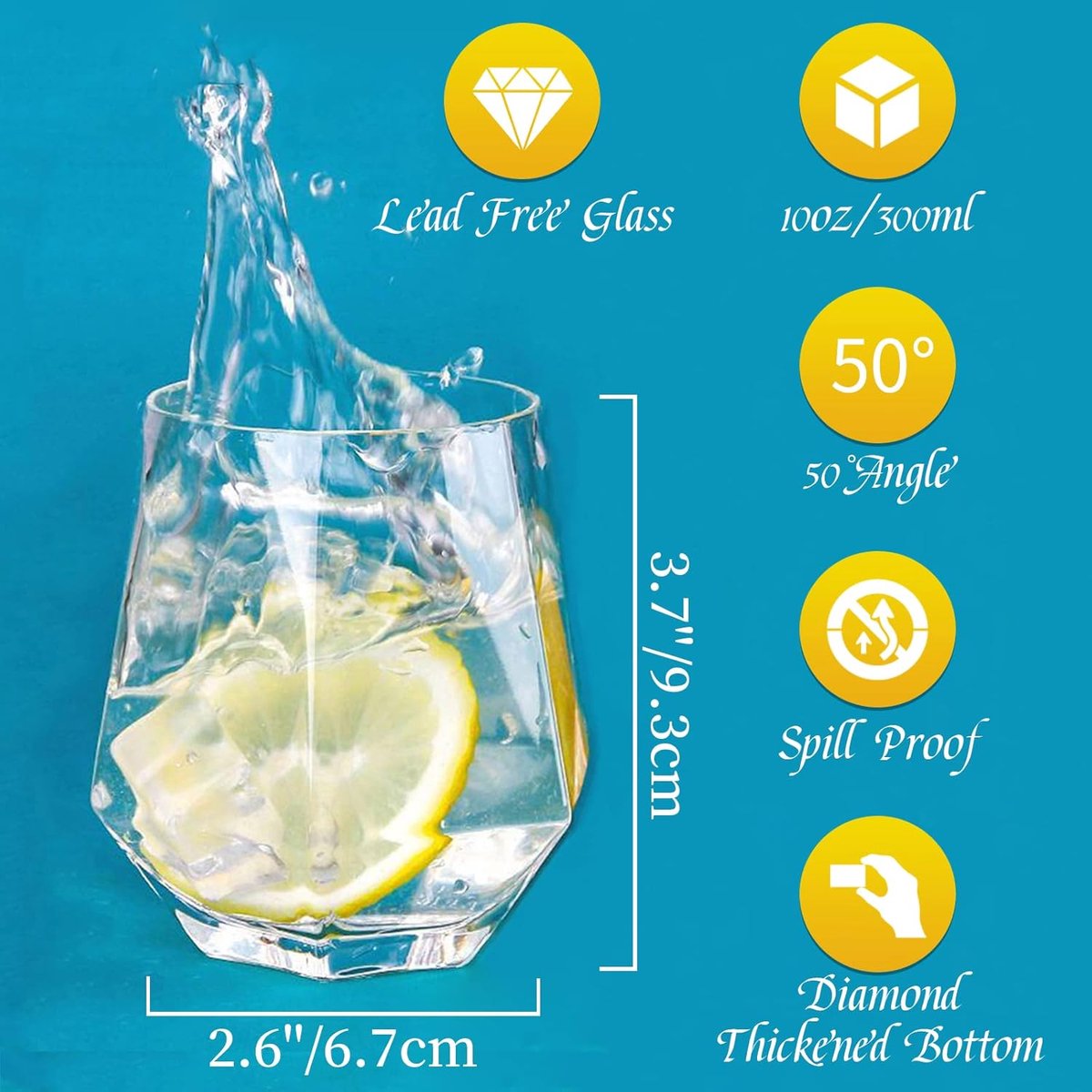 whiskey glazen set van 4 water / sap tumbler gekanteld scotch glas 300 ml whisky glas modern look glaswerk voor bourbon / rum / bar tumbler