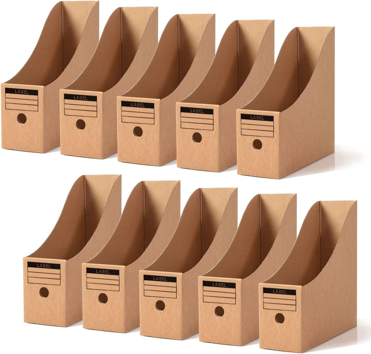 10 stuks stabiele kartonnen staande mappenhouder, papieren mappenhouder, bureauorganisator voor dossiermappen kantoorartikelen, eenvoudige opslag