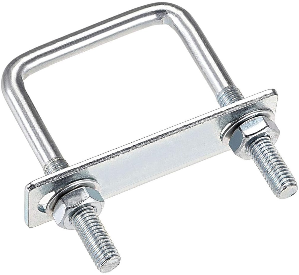 U-bouten 50 mm binnenbreedte koolstofstaal M8 met moeren, frameplaat, ronde sluitringen