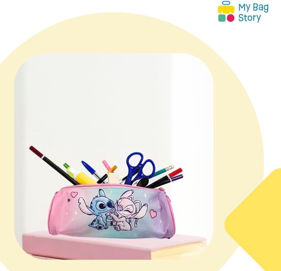 mybagstory - Pennenetui - Stitch - roze - blauw - kind - school - basisschool - kleuterschool - kleuterschool - etui voor meisjes - maat 21 cm, Roze, 21 cm — afbeelding 3