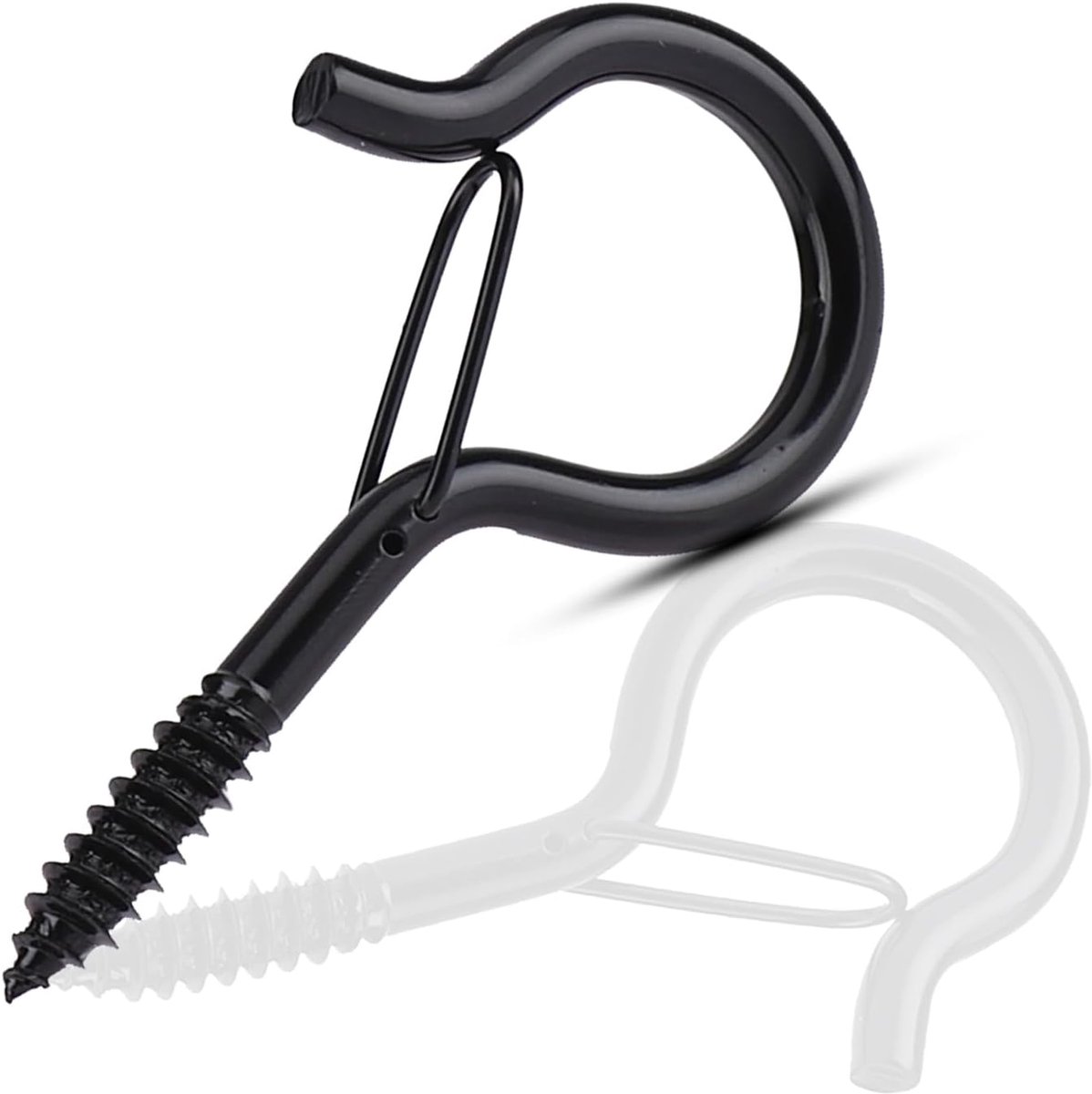 Haken M8 zwart, haken voor schroeven, plafondhaken zware belasting met schroeven, schroefhaken met zekering, voor hangmatten, luifels, hangstoelen, schommelstoelen, vaste kabel