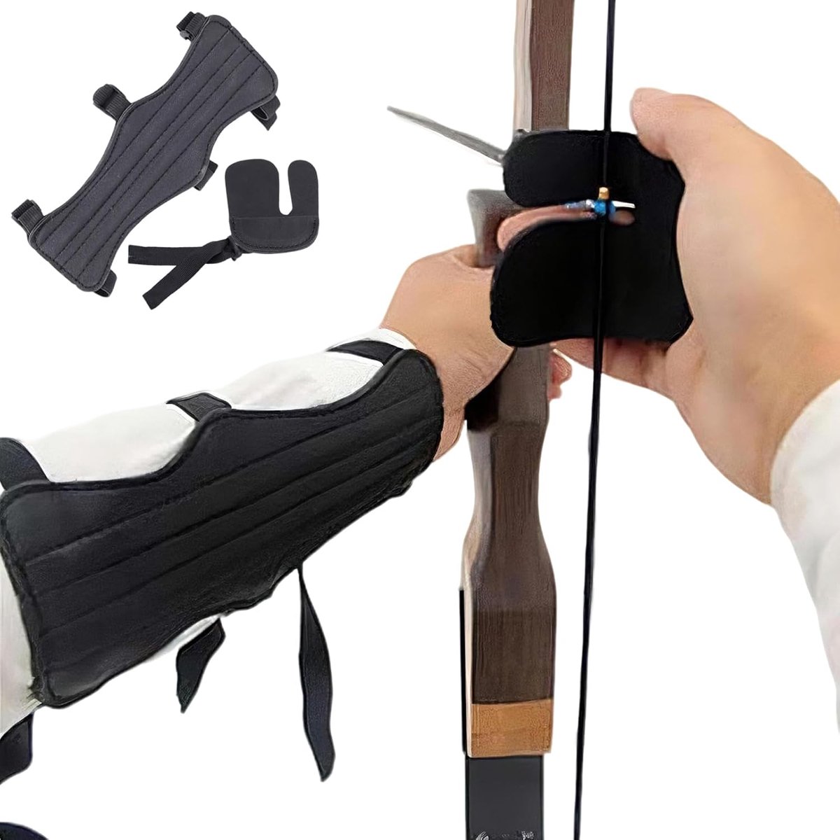 Armbeschermer Boogschieten, Armbeschermer gemaakt van leer, Verstelbare Boog Armguard, verstelbaar voor boogschieten, schietliefhebbers en beginners