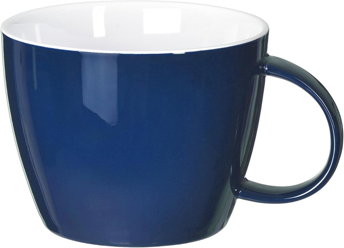 mok, oversized soepbeker of jumbobeker voor koffie, havermout, gumbo, salade, magnetron- en ovenbestendig, blauw