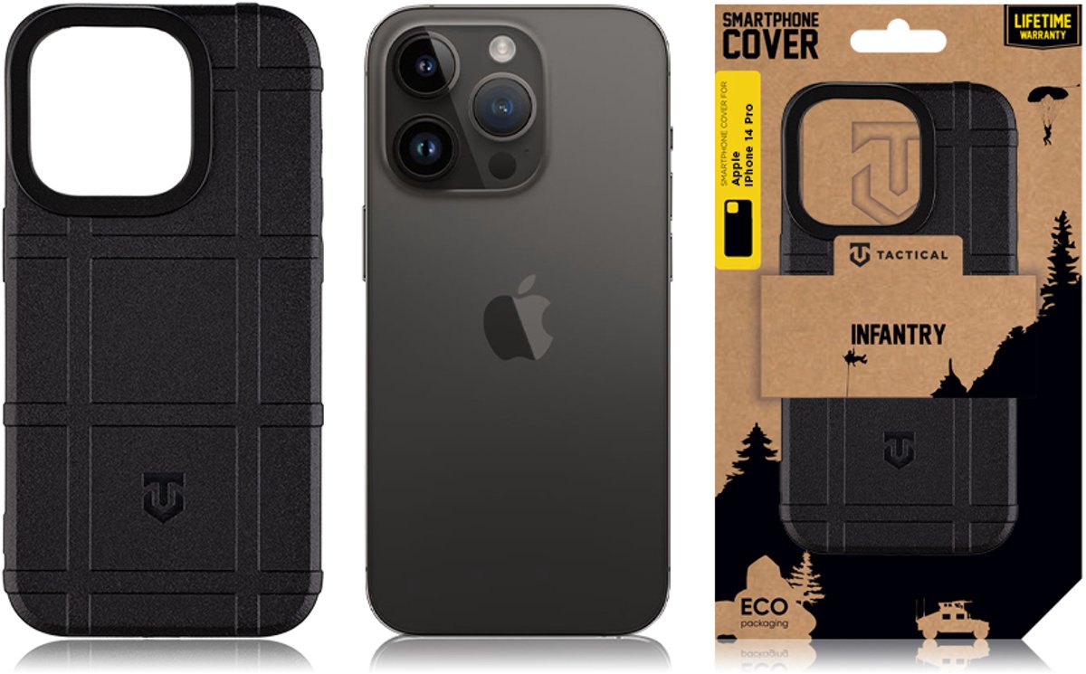 Tactical Infantry hoesje - Geschikt voor iPhone 14 Pro - Black