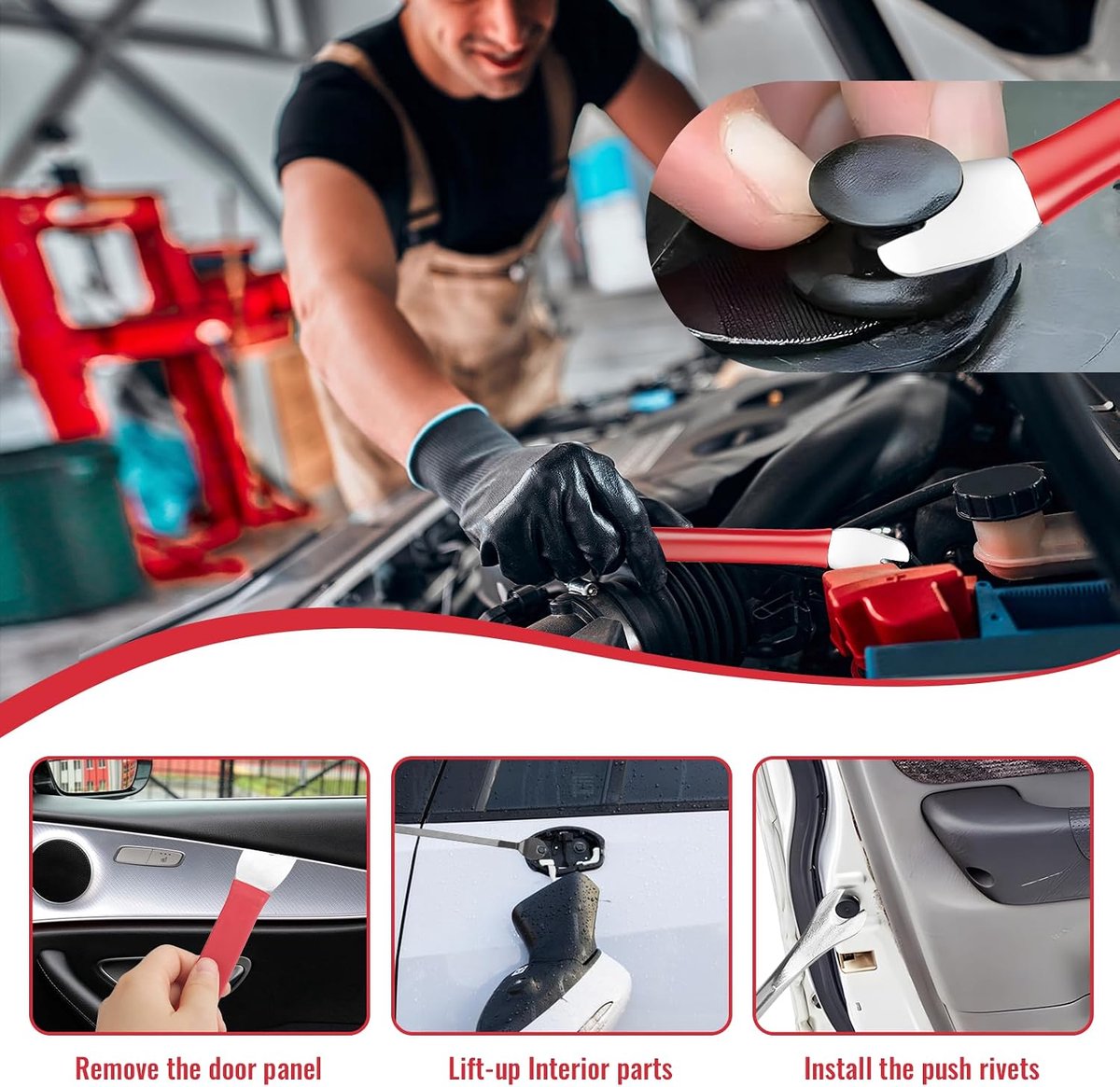 6-delig hefboom-gereedschap auto demontage gereedschap van metaal autogereedschap robuuste deurbekleding autogereedschap sierlijstwiggen cliplifter auto trim tool kit voor het verwijderen van autodeur